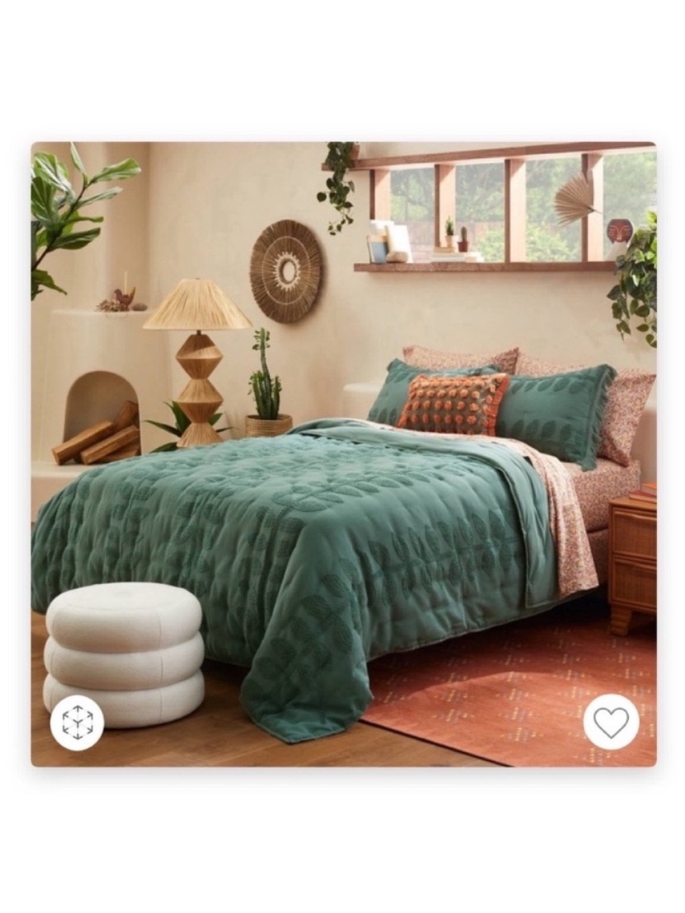 Opalhouse Jungalow F/Q Vintage Chenille Light Teal Quilt